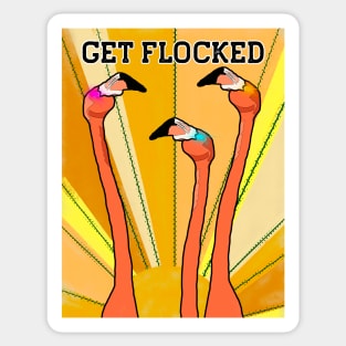 Get Flocked Funny Vintage Flamingo Bird Sticker